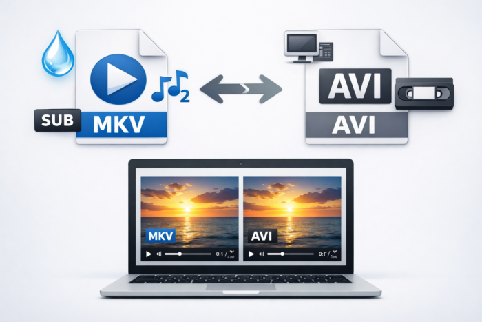 Сравнение форматов MKV и AVI: качество и универсальность на примере видео в ноутбуке.
